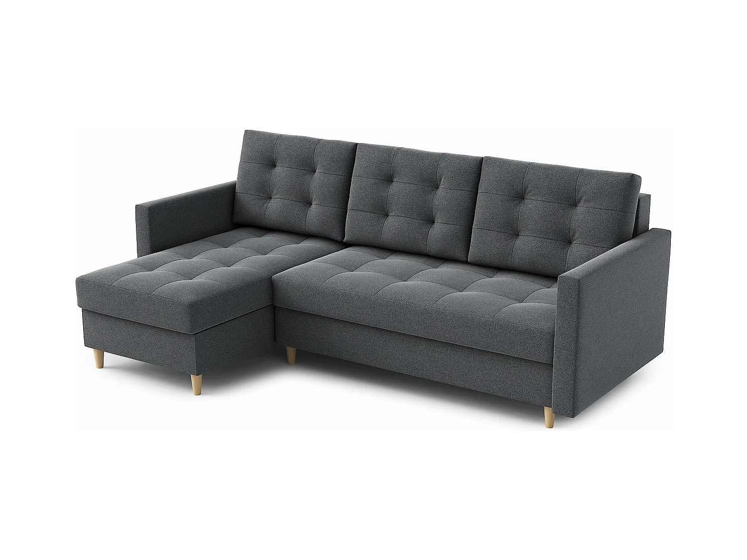 Canapé d'angle DIVO avec fonction sommeil, 224x103 cm, design élégant, matériaux de haute qualité, couleur gris foncé, droite
