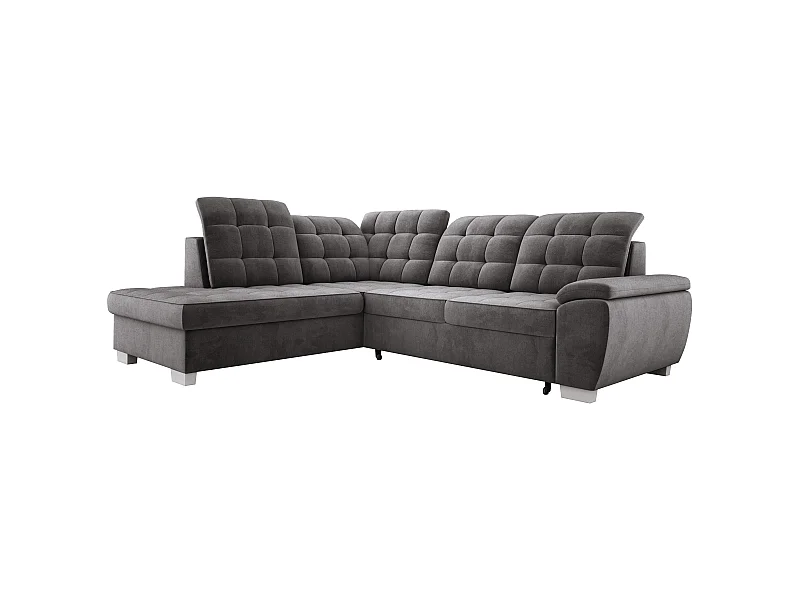 LOTTA Ecksofa mit SALVADOR-Stoff, familienfreundlich, praktischer Bettkasten, hochwertige Verarbeitung, 258x212 cm, rechte Ecke, DUNKELGRAU