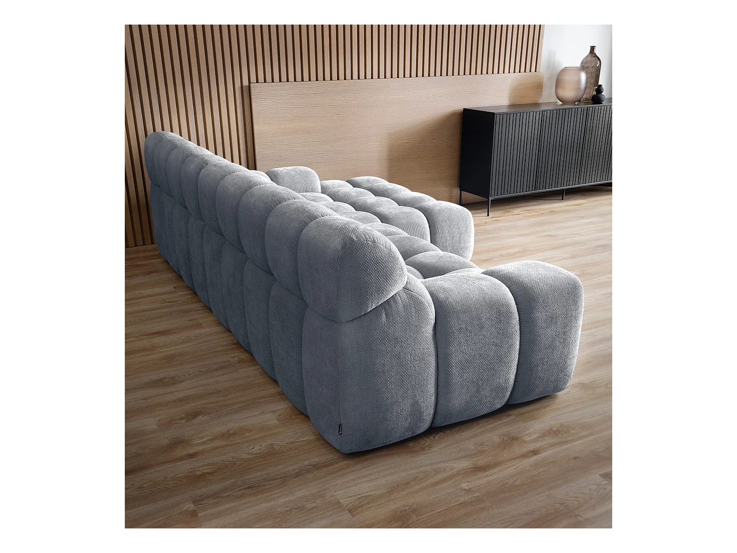 CAMPILE hoekbank met modern design, 297x180 cm, hoge functionaliteit, comfortabele zitting, kleur grijs, rechts