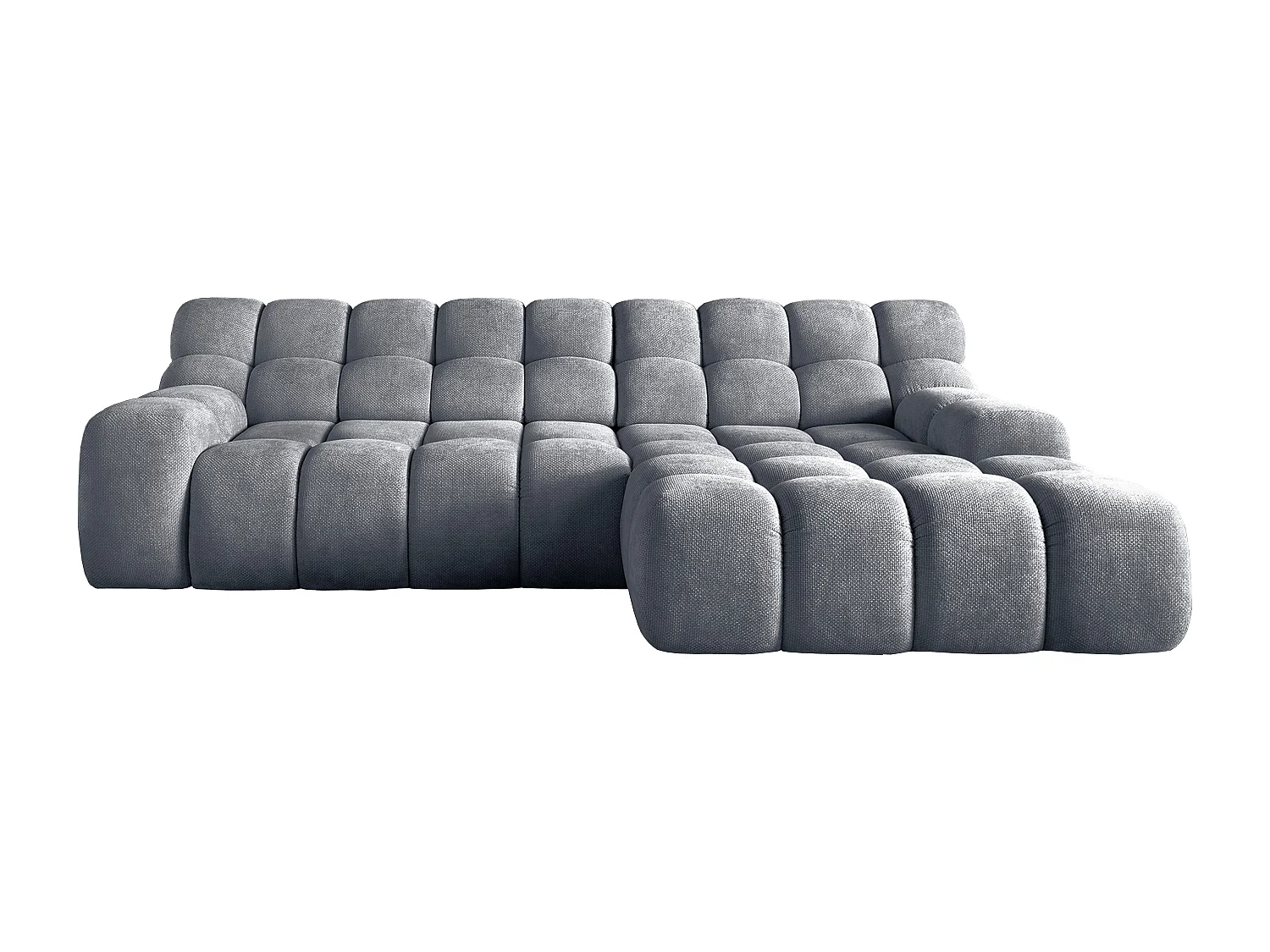 Canapé d'angle CAMPILE au design moderne, 297x180 cm, grande fonctionnalité, assise confortable, couleur gris, droite