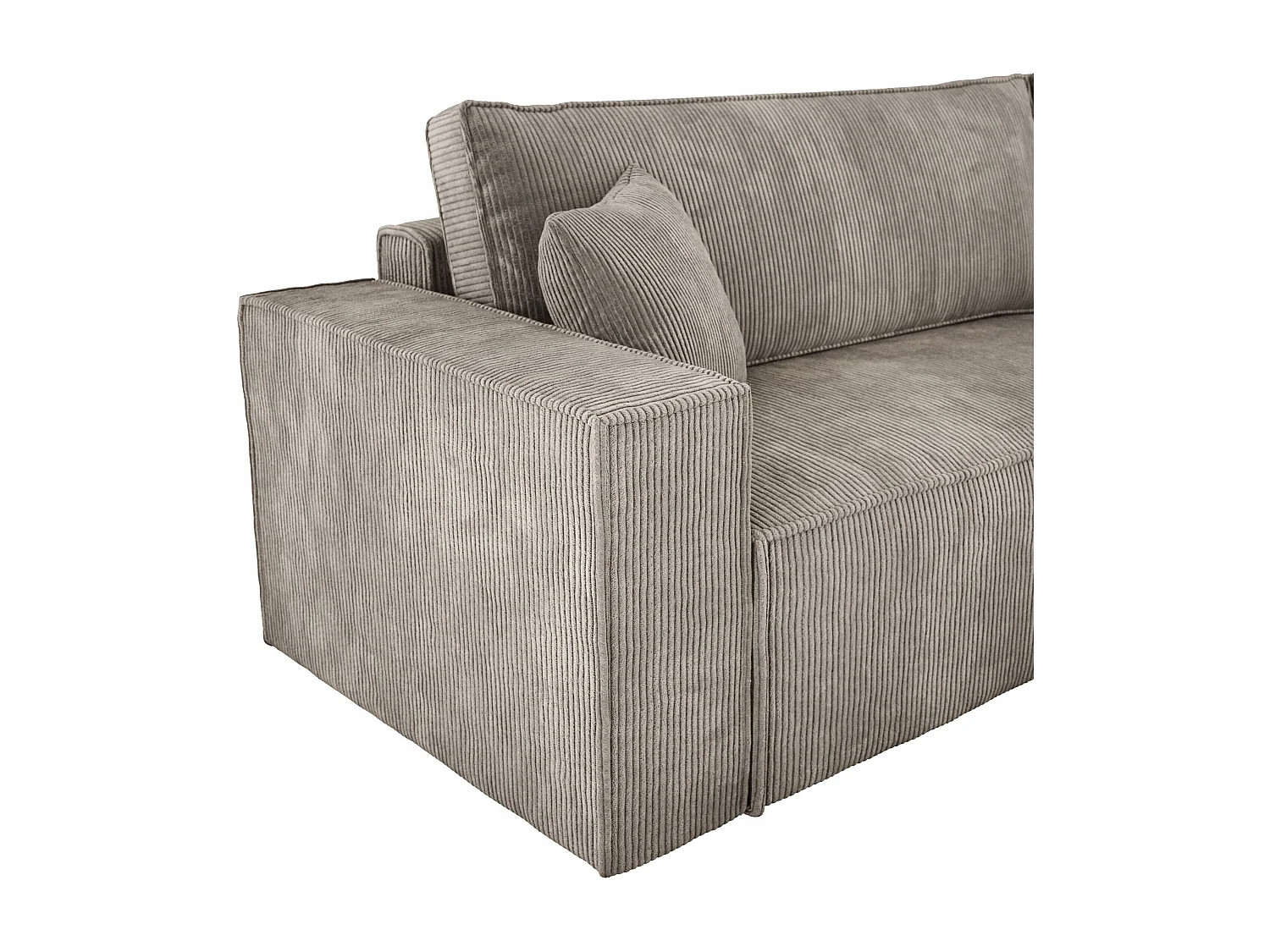 POSO XL Ecksofa mit Schlaffunktion und Bettkasten - L-Form, Cord, Wellenunterfederung, dunkelbeige, 274x143x83 cm.