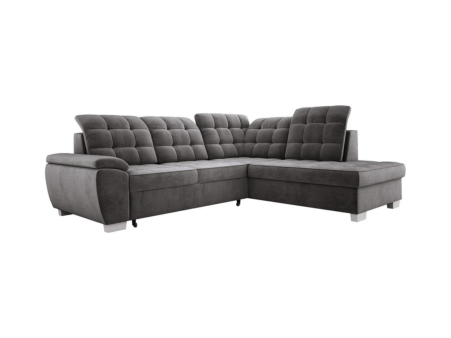 LOTTA Ecksofa mit SALVADOR-Stoff, familienfreundlich, praktischer Bettkasten, hochwertige Verarbeitung, 258x212 cm, rechte Ecke, DUNKELGRAU