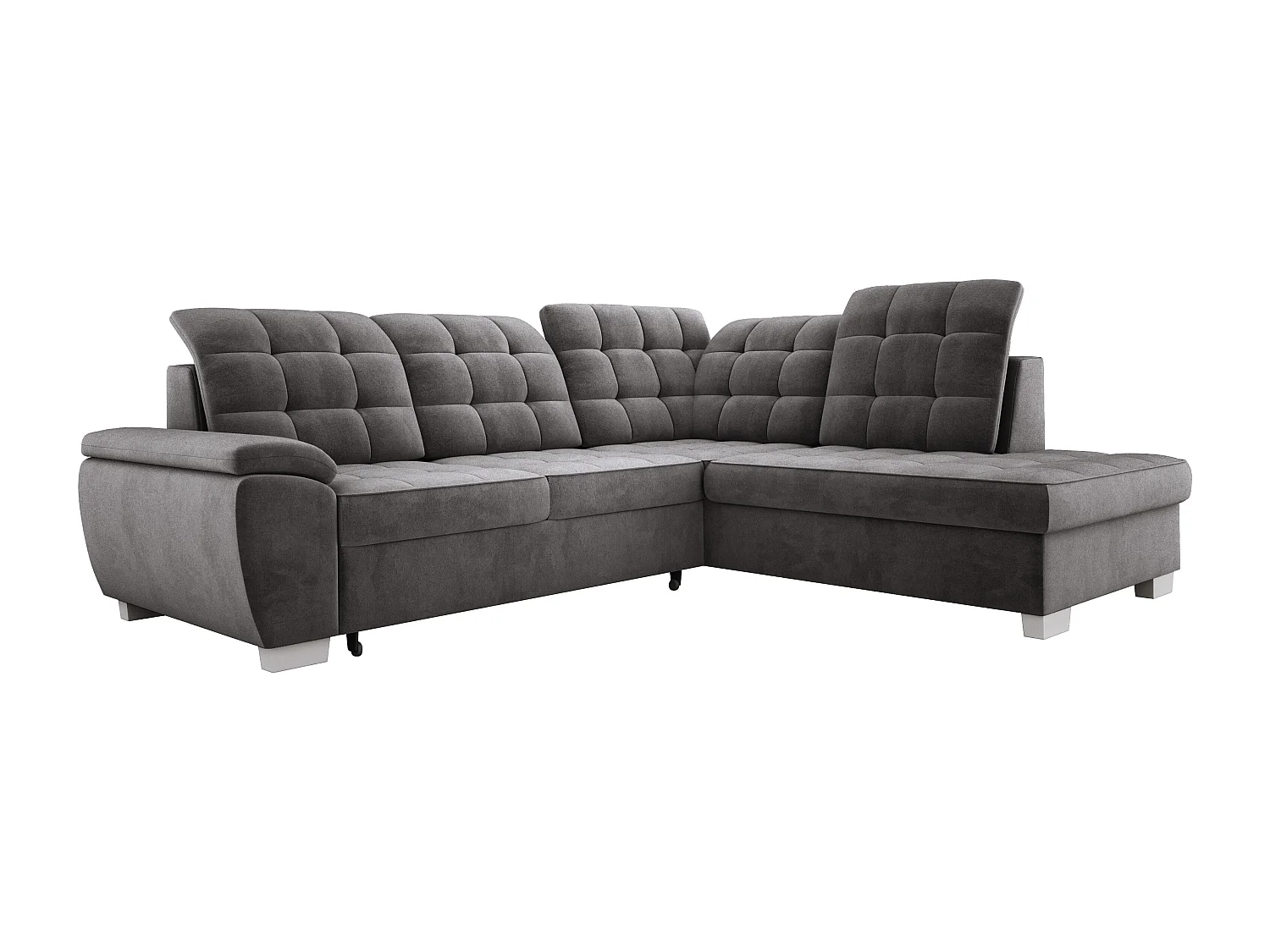 LOTTA Ecksofa mit SALVADOR-Stoff, familienfreundlich, praktischer Bettkasten, hochwertige Verarbeitung, 258x212 cm, rechte Ecke, DUNKELGRAU