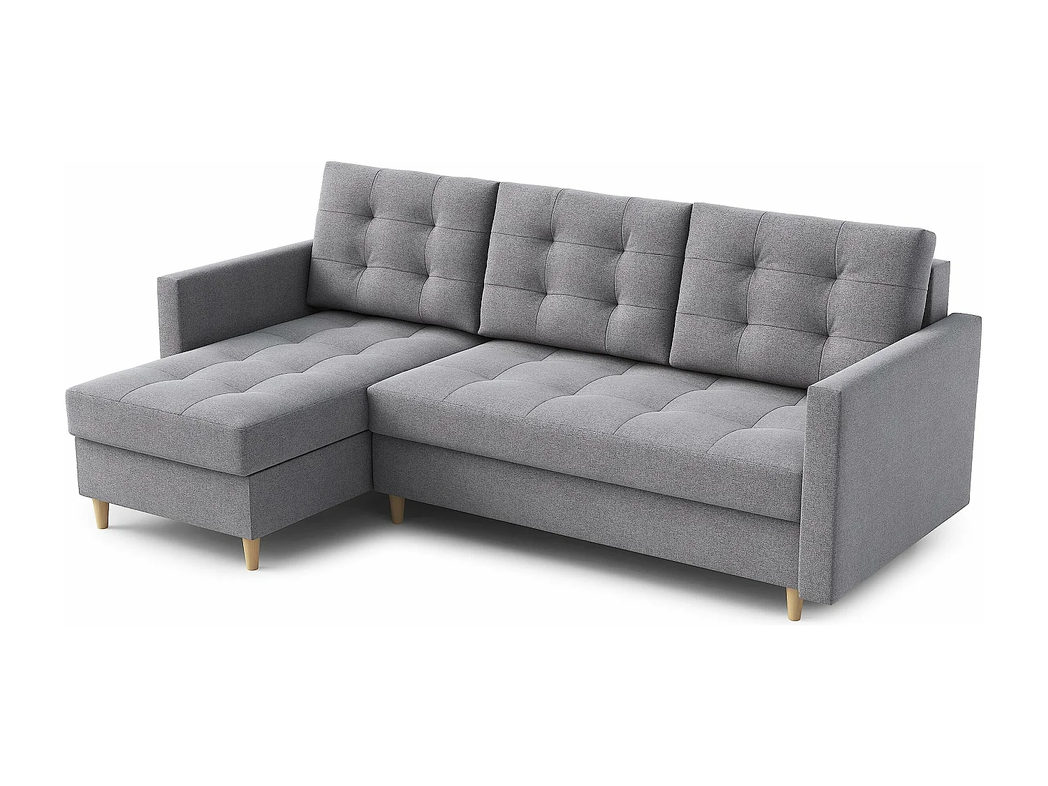 Canapé d'angle DIVO avec fonction sommeil, 224x103 cm, design élégant, matériaux de haute qualité, couleur gris, gauche