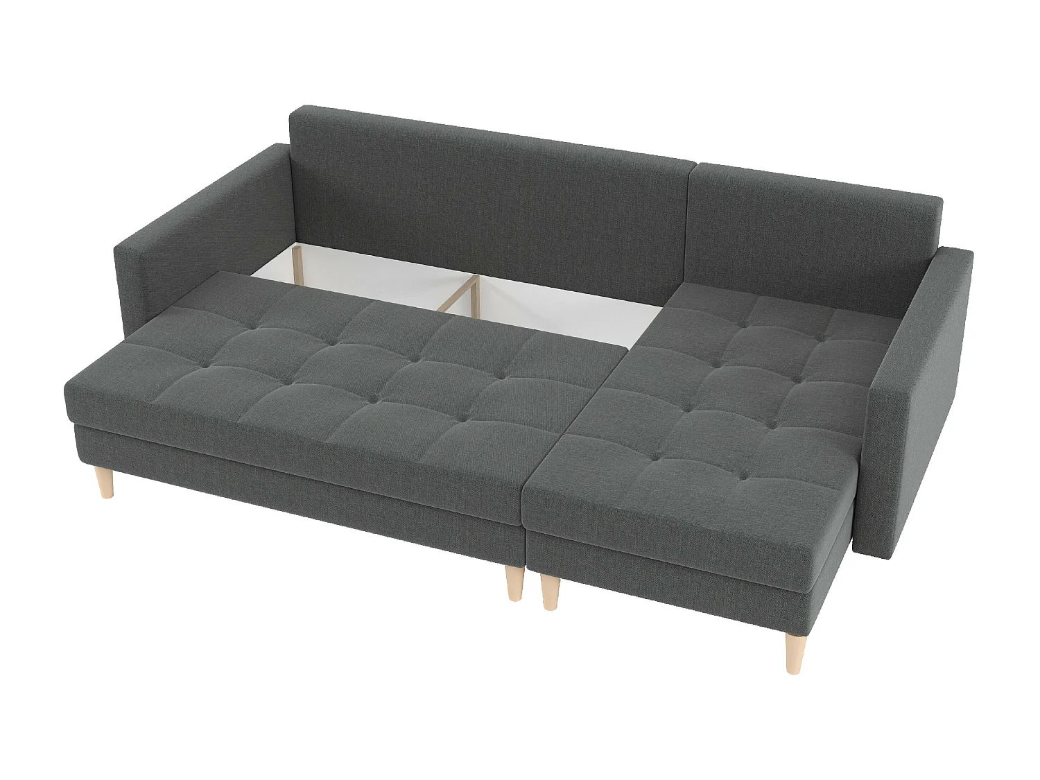 Canapé d'angle DIVO avec fonction sommeil, 224x103 cm, design élégant, matériaux de haute qualité, couleur gris, gauche