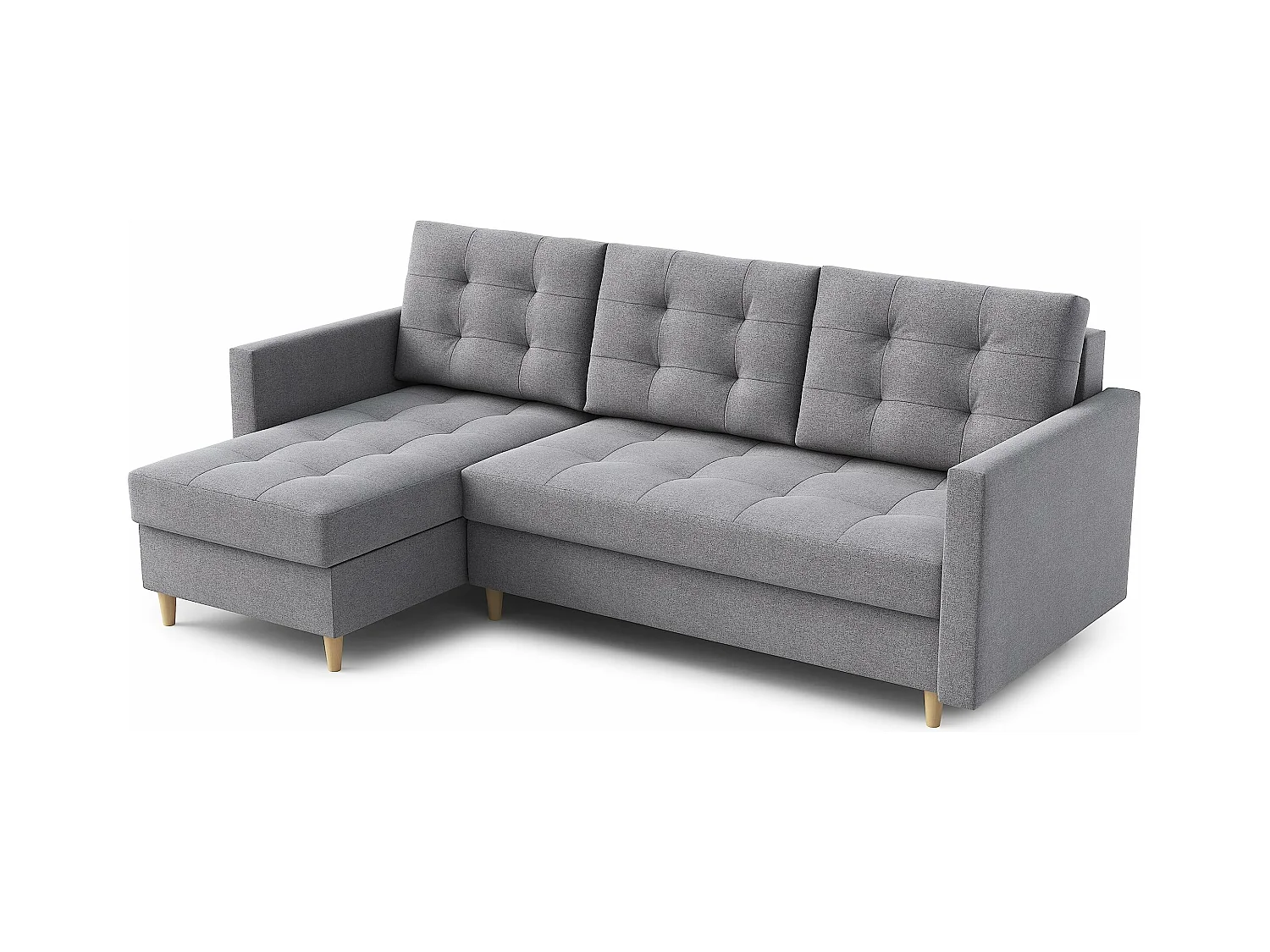 Canapé d'angle DIVO avec fonction sommeil, 224x103 cm, design élégant, matériaux de haute qualité, couleur gris, gauche