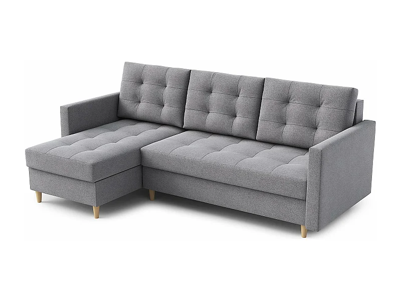 Canapé d'angle DIVO avec fonction sommeil, 224x103 cm, design élégant, matériaux de haute qualité, couleur gris, gauche