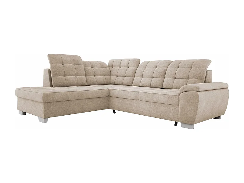 LOTTA-Sofa mit ASTI-Stoffbezug, 258x212cm - elegantes Design, Schlaffunktion und viel Stauraum, links, BEIGE