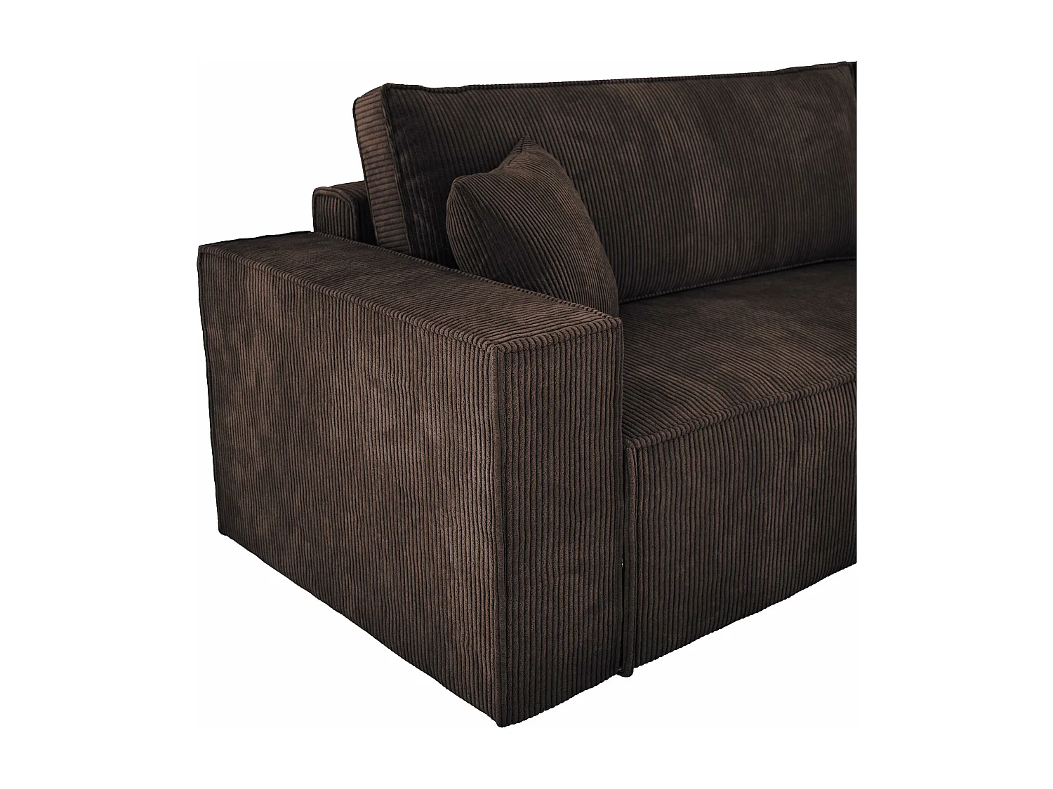 POSO XL Canapé d'angle convertible avec coffre – spacieux, tissu côtelé résistant, ressorts ondulés, brun, 274x143x83 cm