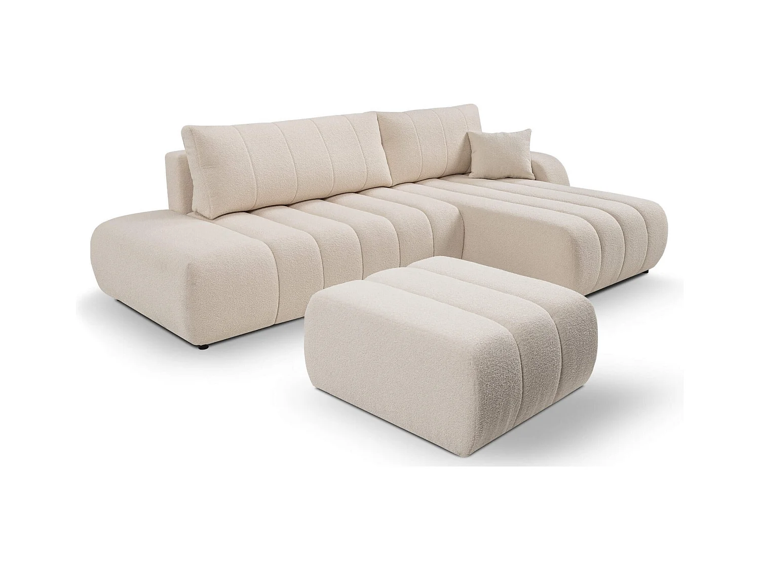 Canapé d'angle avec fonction sommeil BALOO - Design moderne, haute fonctionnalité, assise confortable, matériaux durables, couleur blanc, droite