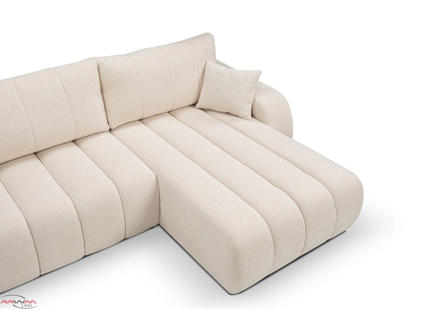 Hoekbank met slaapfunctie BALOO - Modern design, hoge functionaliteit, comfortabele zitting, duurzame materialen, kleur wit, rechts