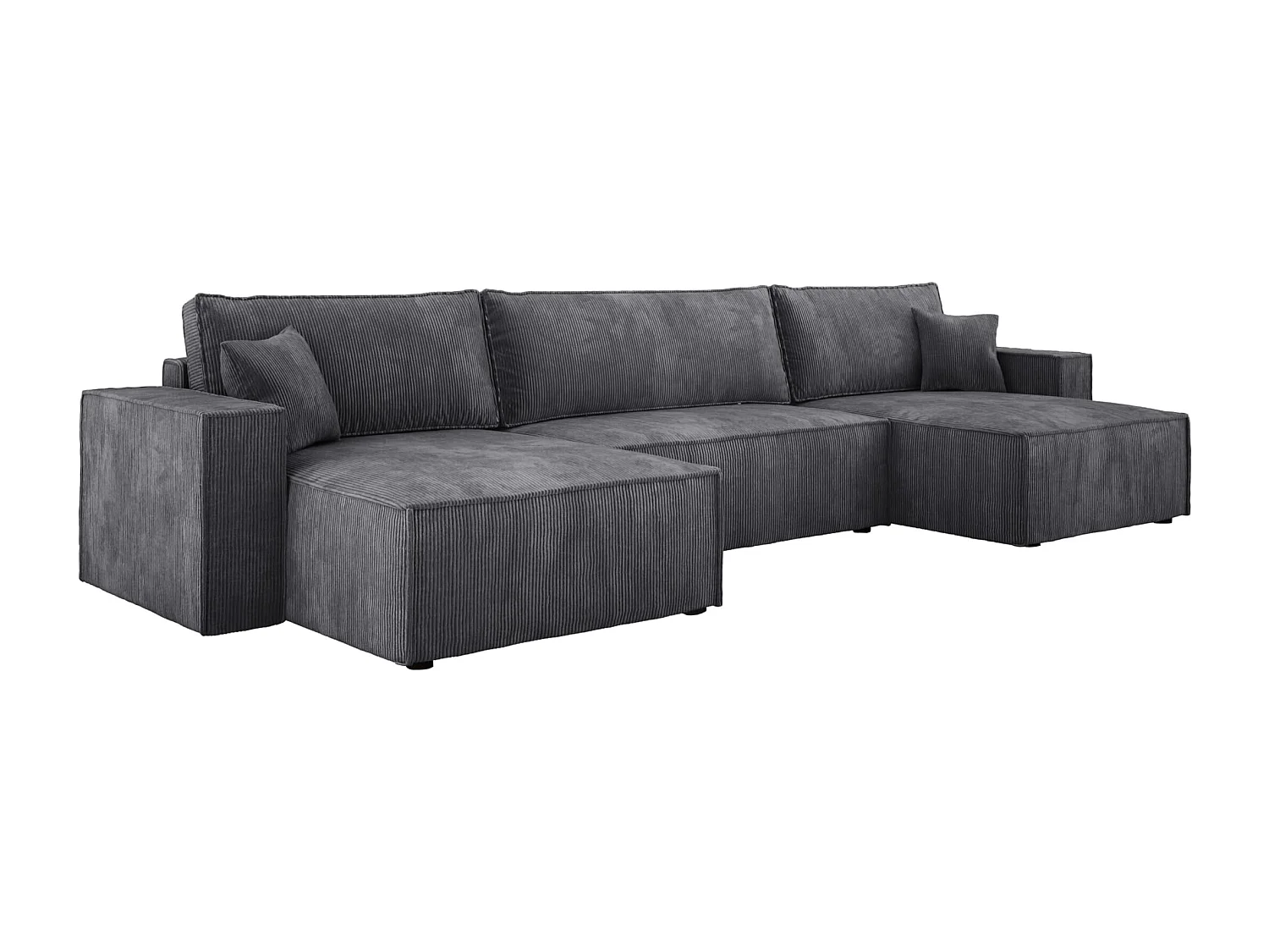 DomoHome XXL U-Ecksofa mit Bett 330x130cm, weiche Kissen, Truhe, hochwertige Polsterung, grau, 377x143x83cm.