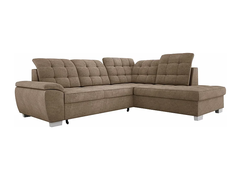 Sofa LOTTA aus ASTI-Stoff, 258x212cm - elegantes Design, Schlaffunktion und geräumiger Stauraum, rechts, CAPPUCCINO