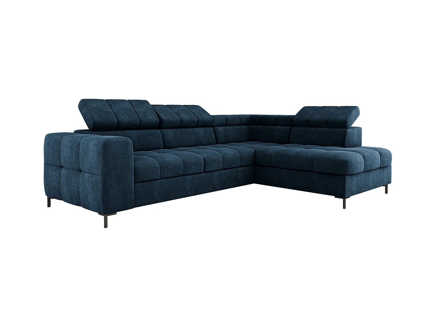 Ecksofa PABLO 279x201 cm mit Bettkasten, Bett, verstellbaren Kopfstützen, Metallfüßen, pflegeleichtem VOGUE-Stoff, gerade, SCHWARZ