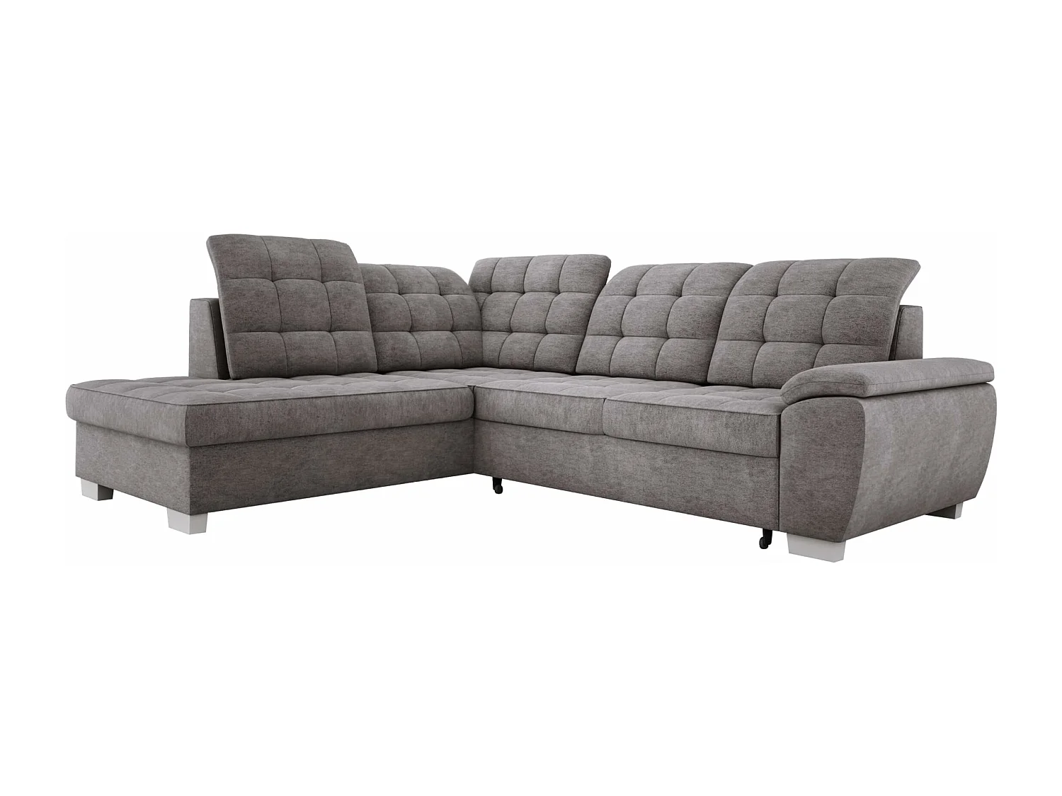 LOTTA hoekbank in stof ASTI, 258x212cm - elegant design, slaapfunctie en grote opbergruimte, links, LIGHT GREY