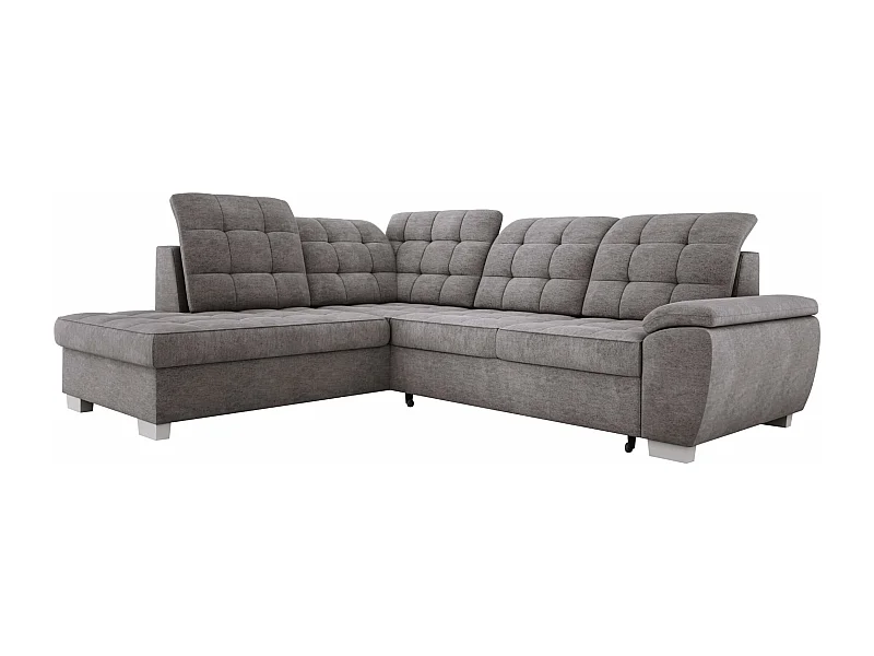 Canapé LOTTA en tissu ASTI, 258x212cm - design élégant, fonction de couchage et grand espace de rangement, à gauche, GRIS CLAIR