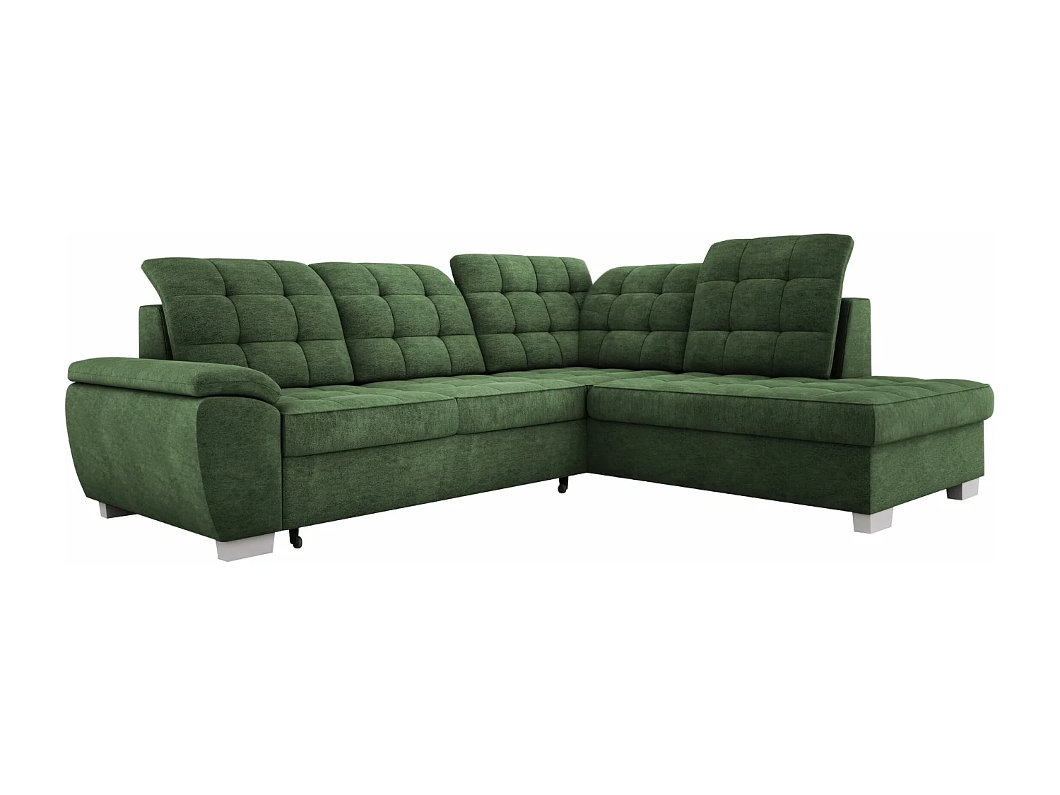 Ecksofa LOTTA, 258x212cm, mit Schlaffunktion und hochwertigem Bezug - ideal für kleine und große Räume, rechts, GRÜN