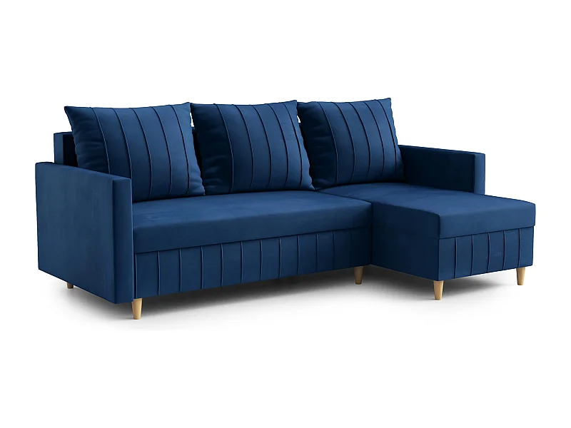 Ecksofa FOX mit elegantem Design, 224x103 cm, komfortabel, Schlaffunktion, Farbe Dunkelblau, Rechts