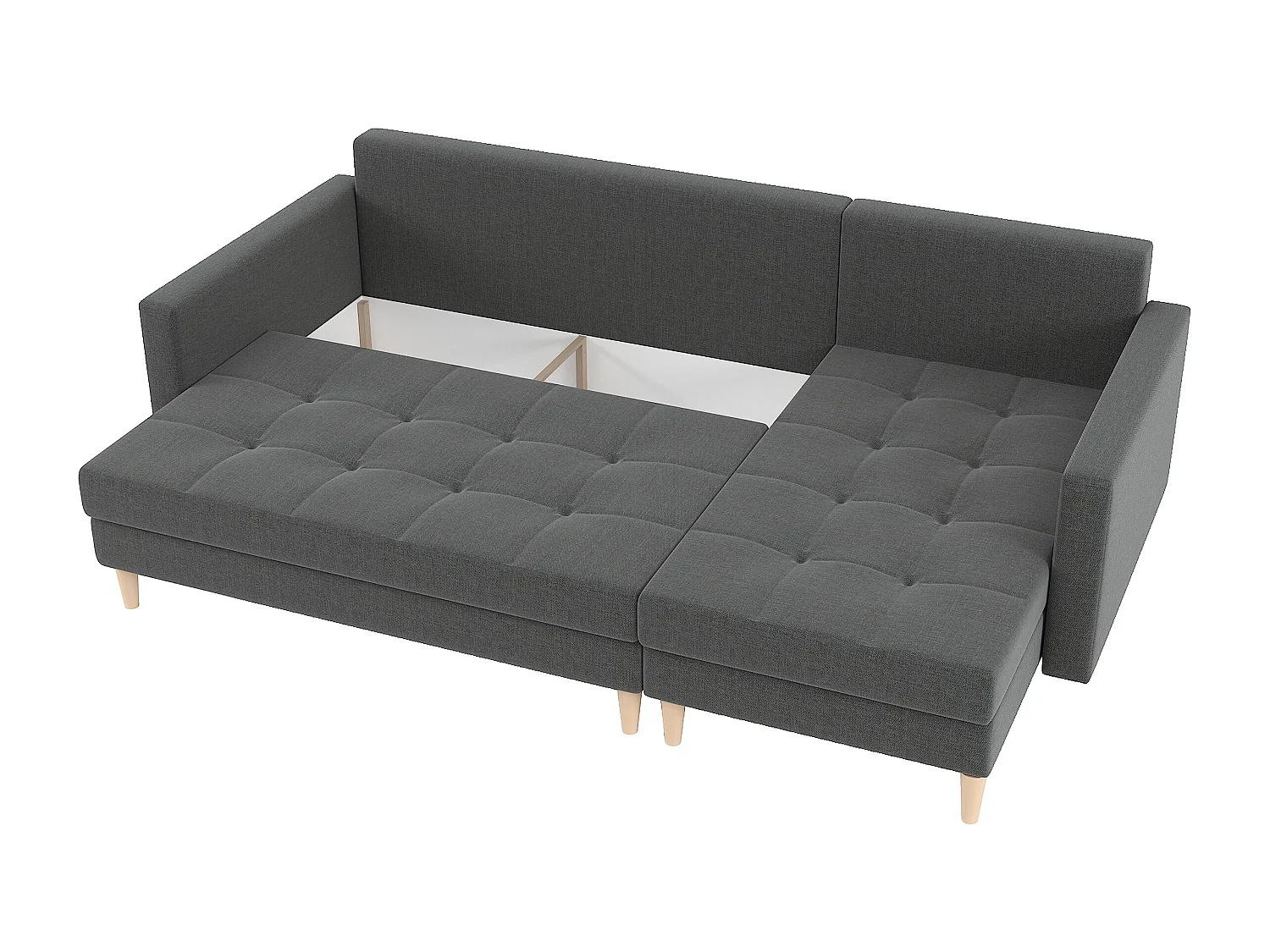 Canapé d'angle DIVO avec fonction sommeil, 224x103 cm, design élégant, matériaux de haute qualité, couleur crème, droite