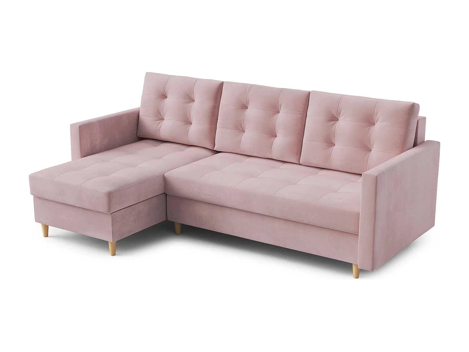 Ecksofa DIVO mit Schlaffunktion, 224x103 cm, elegantes Design, hochwertige Materialien, Farbe Rosa, Links