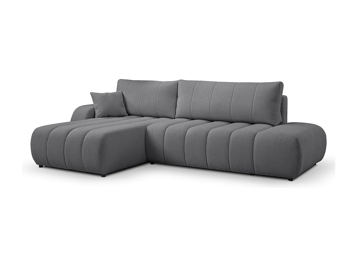 Canapé d'angle avec fonction sommeil BALOO - Design moderne, haute fonctionnalité, assise confortable, matériaux durables, couleur gris foncé, gauche