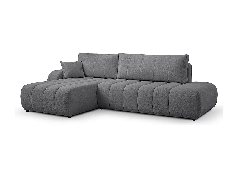 Canapé d'angle avec fonction sommeil BALOO - Design moderne, haute fonctionnalité, assise confortable, matériaux durables, couleur gris foncé, gauche
