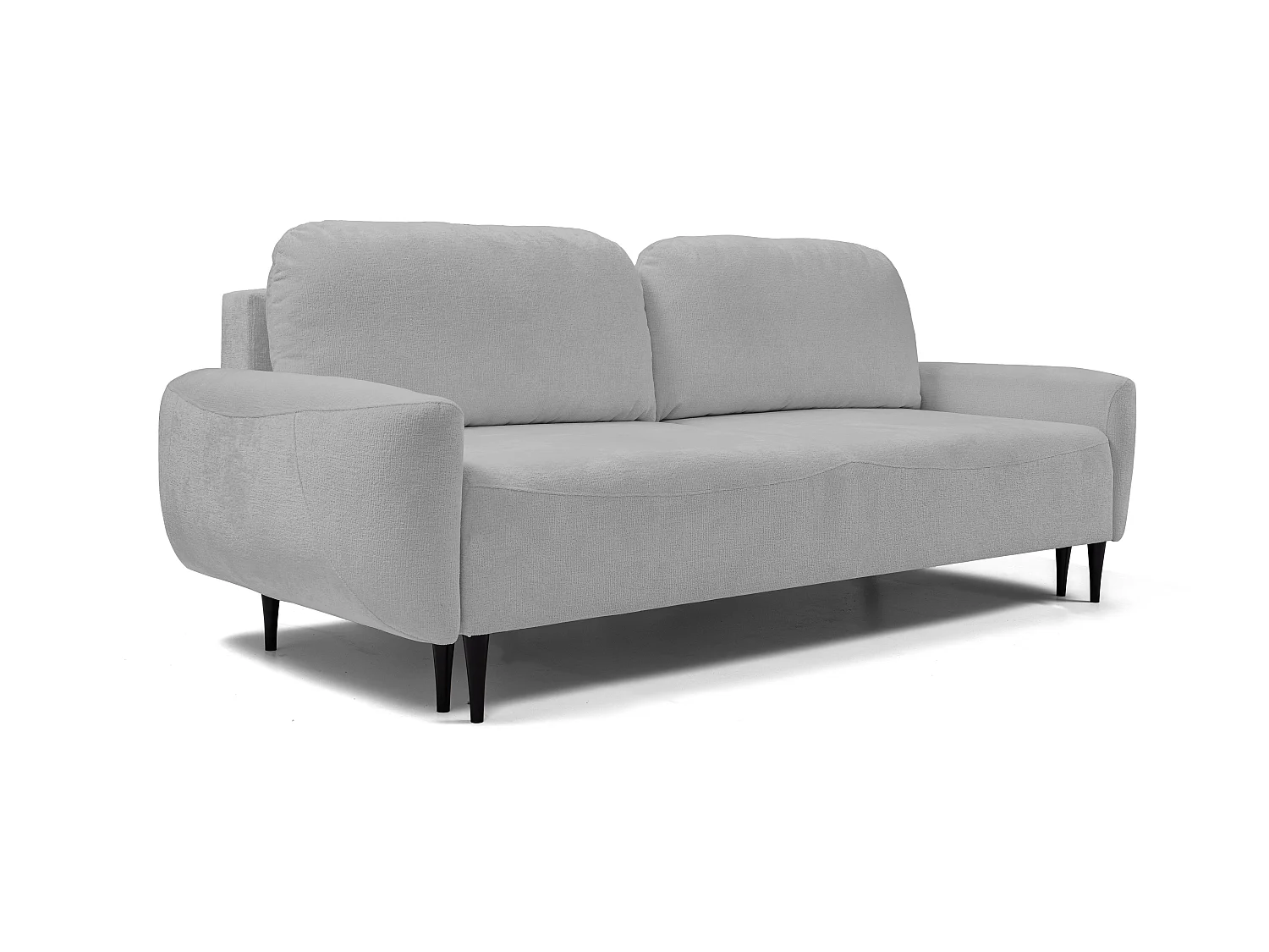 BOHO Sofa - Uitschuifbare bank met slaapoppervlak 140x200 cm, houten poten, opbergruimte, PUR-stof, 244x92x102 cm GRIJS