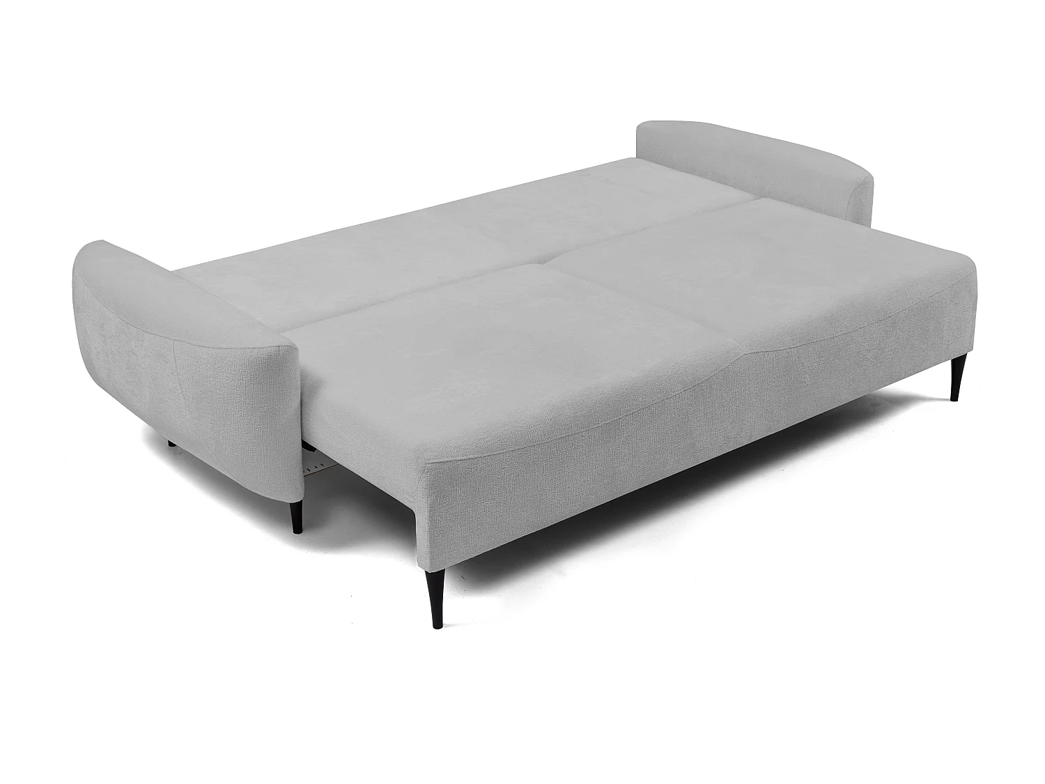 BOHO Sofa - Uitschuifbare bank met slaapoppervlak 140x200 cm, houten poten, opbergruimte, PUR-stof, 244x92x102 cm GRIJS
