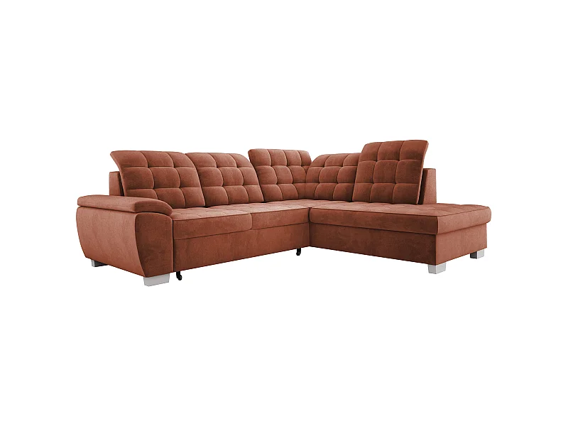 Ecksofa LOTTA, Stoff SALVADOR, umbaubar, geräumige Truhe, elegantes Design, 258x212 cm, rechte Ecke, BORDEAUX