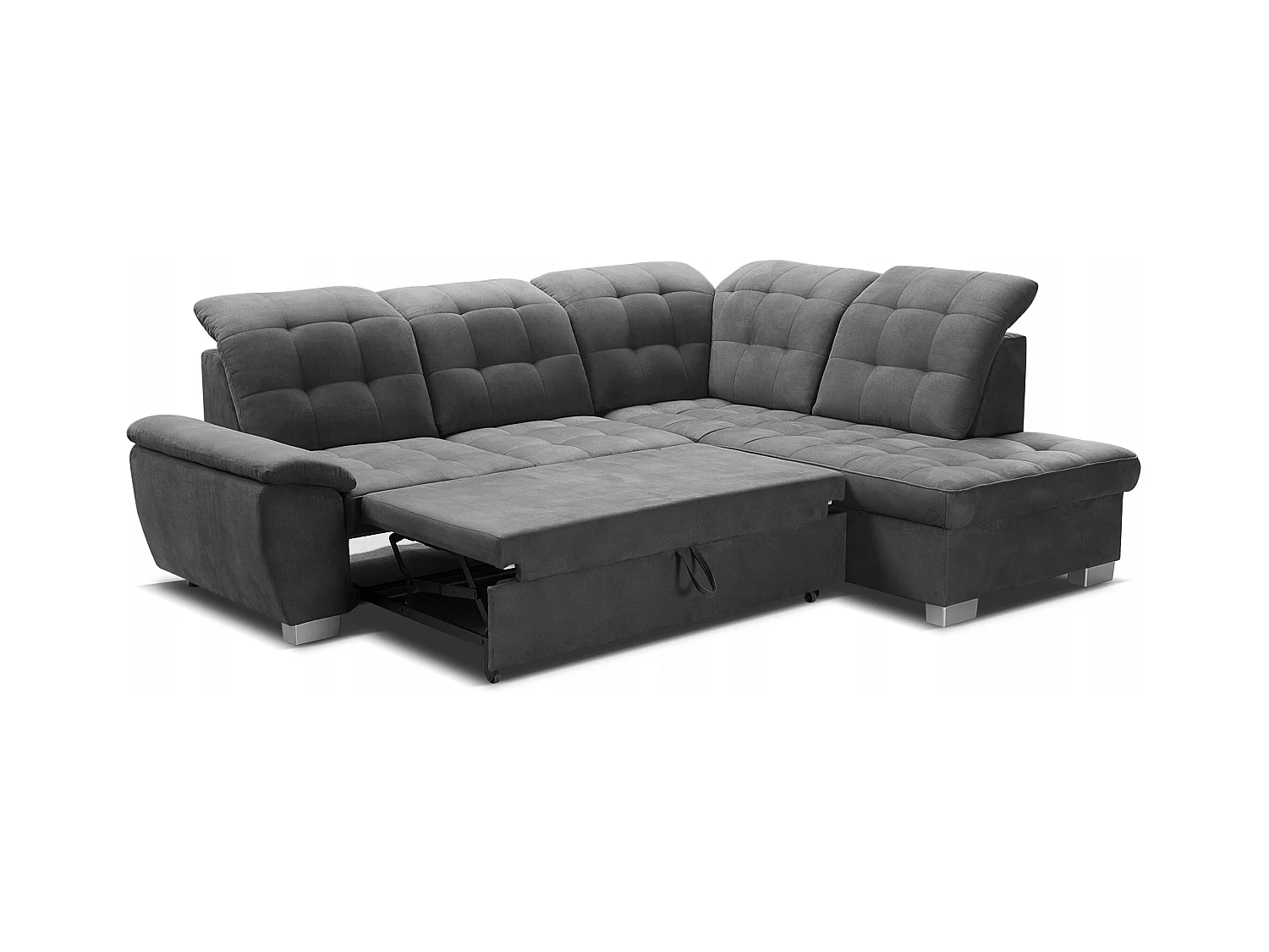 Canapé d'angle LOTTA en tissu SALVADOR, convertible, coffre spacieux, design élégant, 258x212 cm, angle droit, BORDEAUX