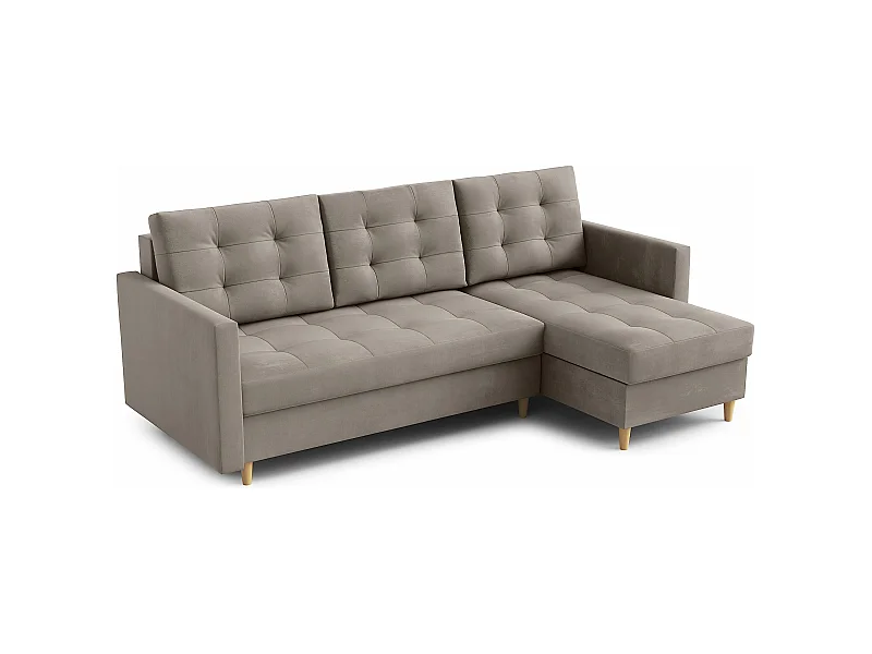 Ecksofa DIVO mit Schlaffunktion, 224x103 cm, elegantes Design, hochwertige Materialien, Farbe Dunkle Creme, Rechts