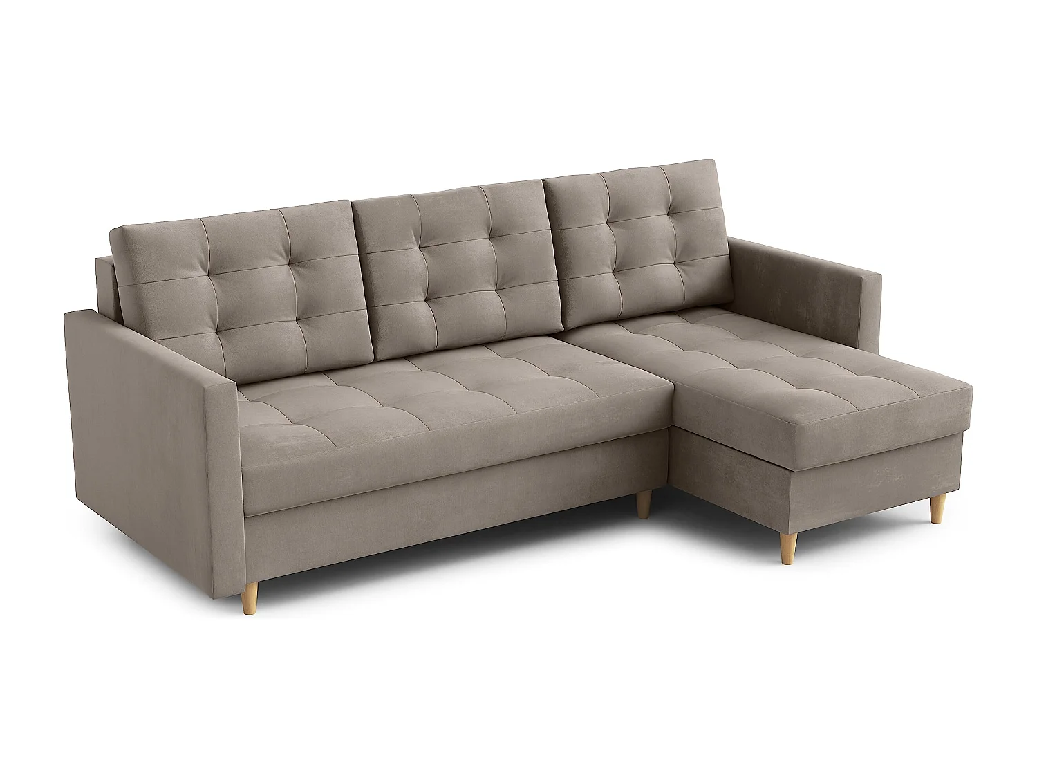 Canapé d'angle DIVO avec fonction sommeil, 224x103 cm, design élégant, matériaux de haute qualité, couleur Crème foncée, droite