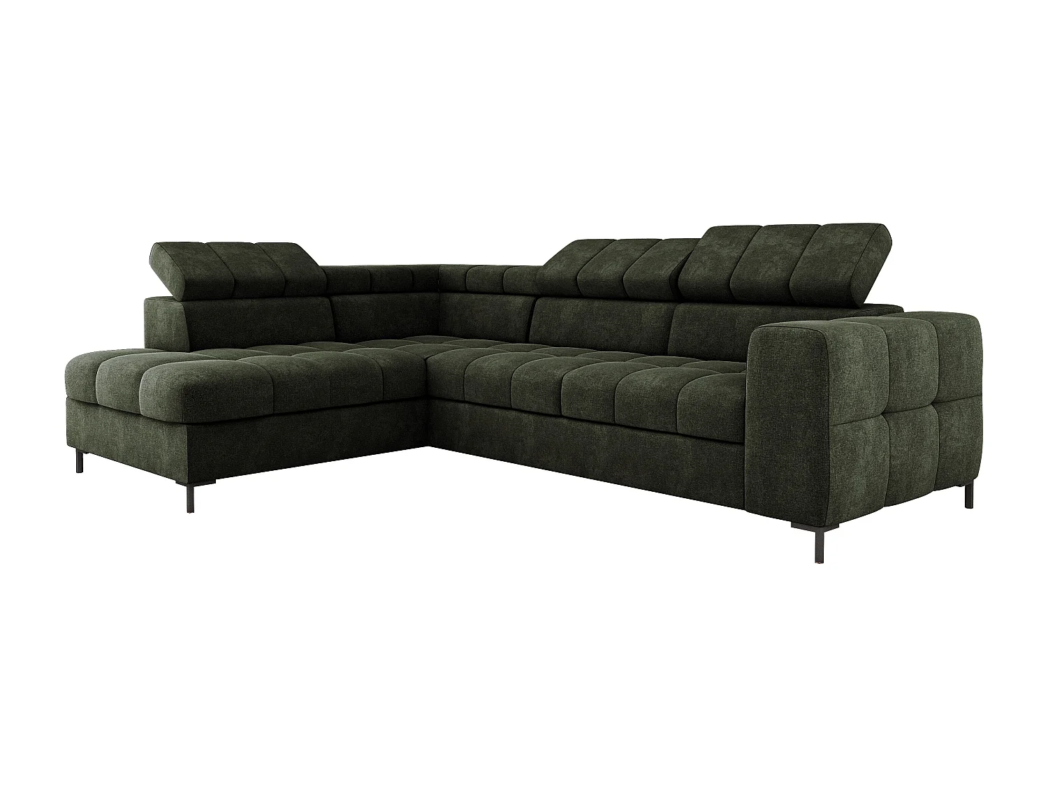 Ecksofa PABLOS mit Kopfstützenverstellung 279x201cm | Schlafen & Aufbewahren, Dunkelgrün Vogue, Links