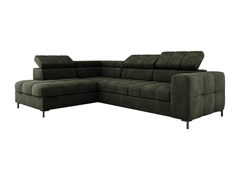 Canapé d'Angle PABLOS avec Têtière Réglable 279x201cm | Couchage & Rangement, Vert Foncé Vogue, Gauche