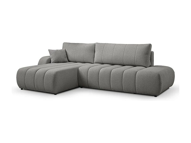 Canapé d'angle avec fonction sommeil BALOO - Design moderne, haute fonctionnalité, assise confortable, matériaux durables, couleur gris clair, gauche