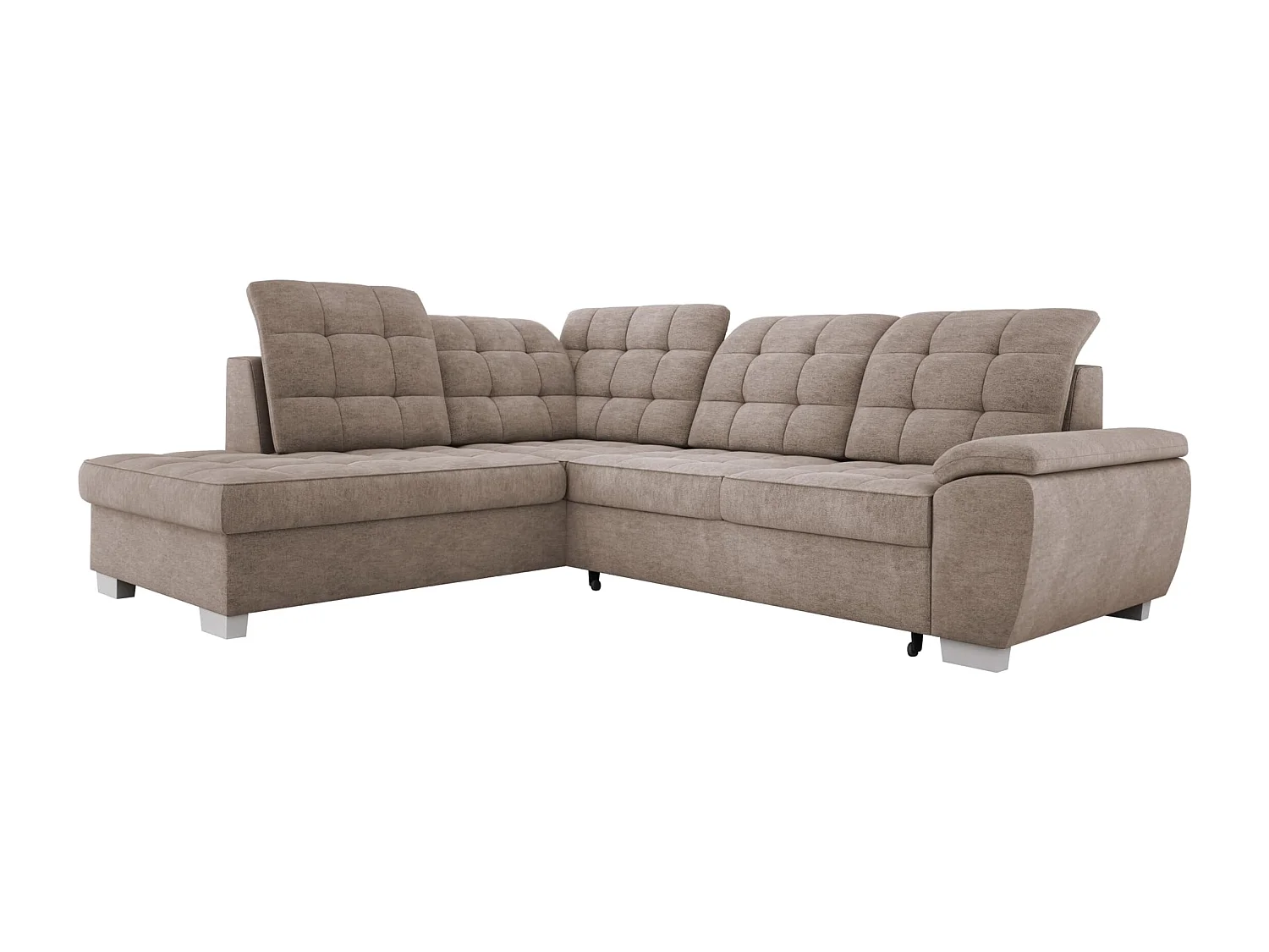 LOTTA Sofa, 258x212cm, mit Schlaffunktion und hochwertigem Bezug - ideal für kleine und große Räume, links, DUNKELBEIGE