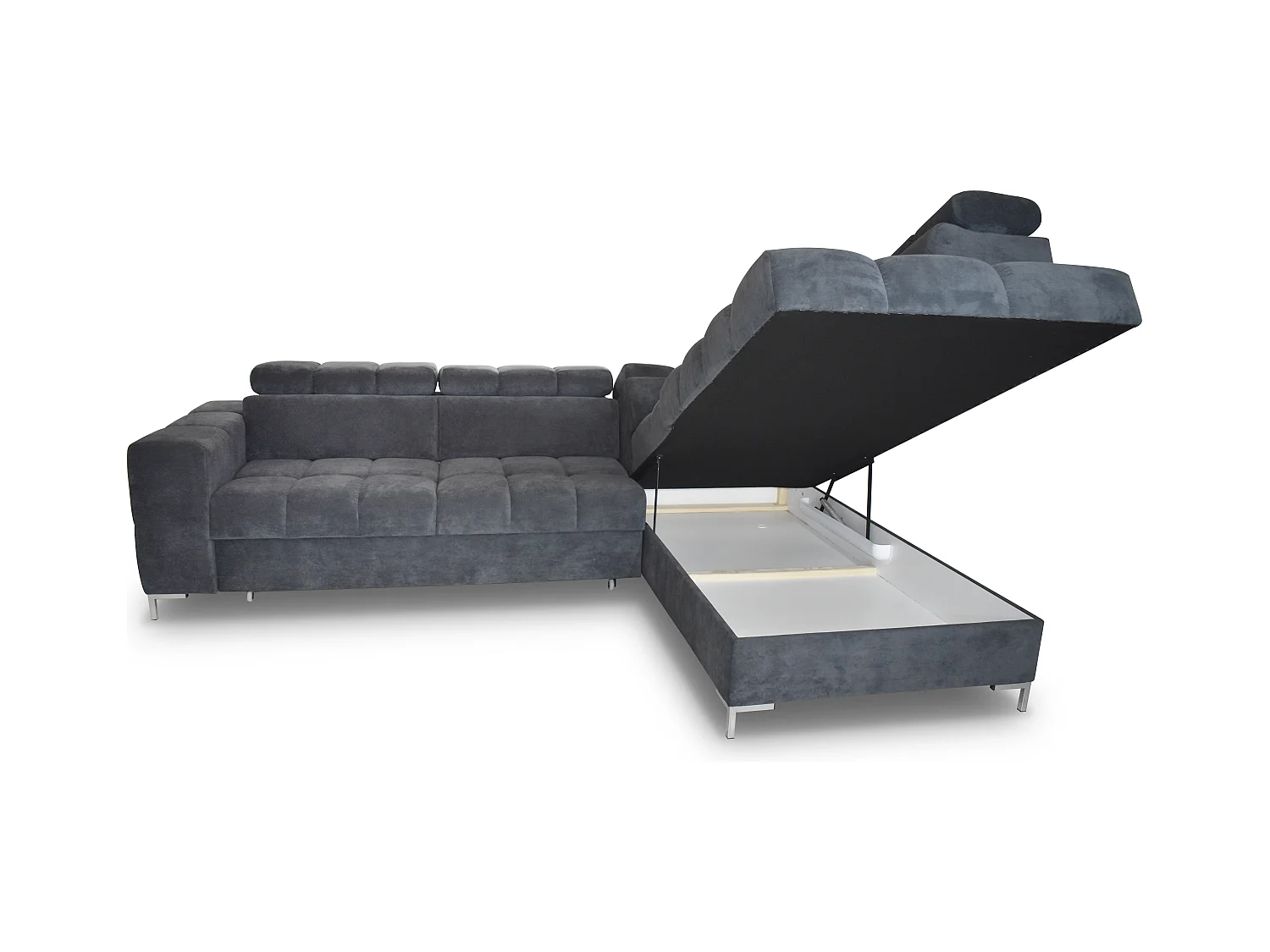 Sofa PABLOS met verstelbare hoofdsteun 279x201cm | Slapen & Opbergen, Gris Clair Vogue, Rechts