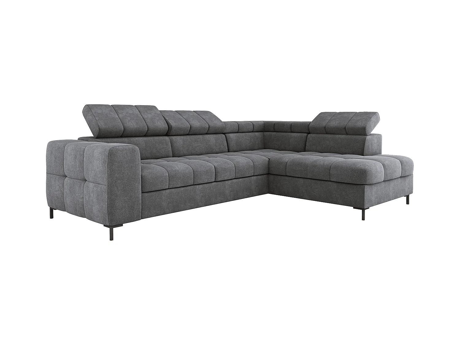 Canapé d'Angle PABLOS avec Têtière Réglable 279x201cm | Couchage & Rangement, Gris Clair Vogue, Droit