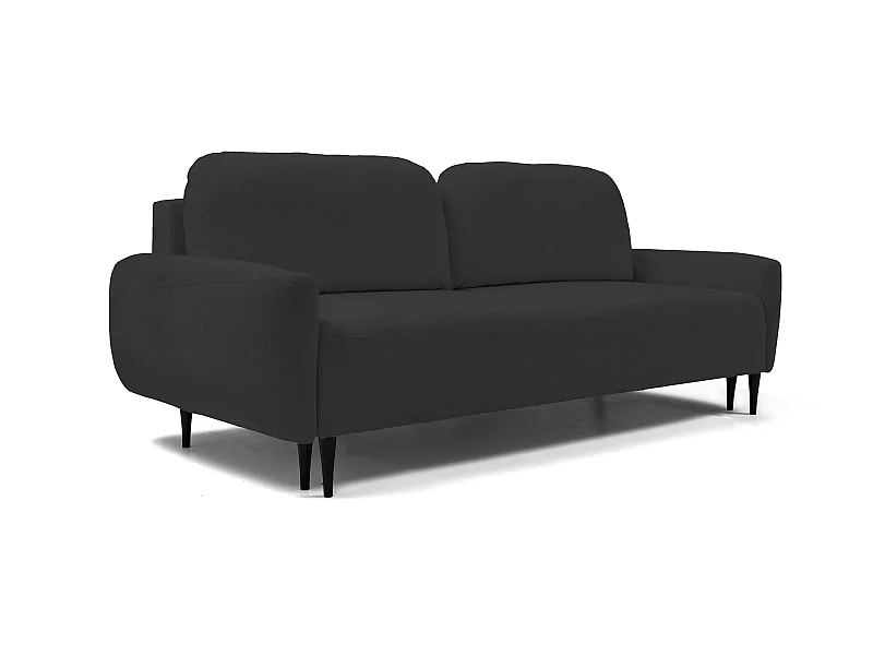 Canapé BOHO - Canapé convertible 140x200cm, pieds en bois, coffre de rangement, tapisserie en mousse PUR, 244x92x102cm NOIR