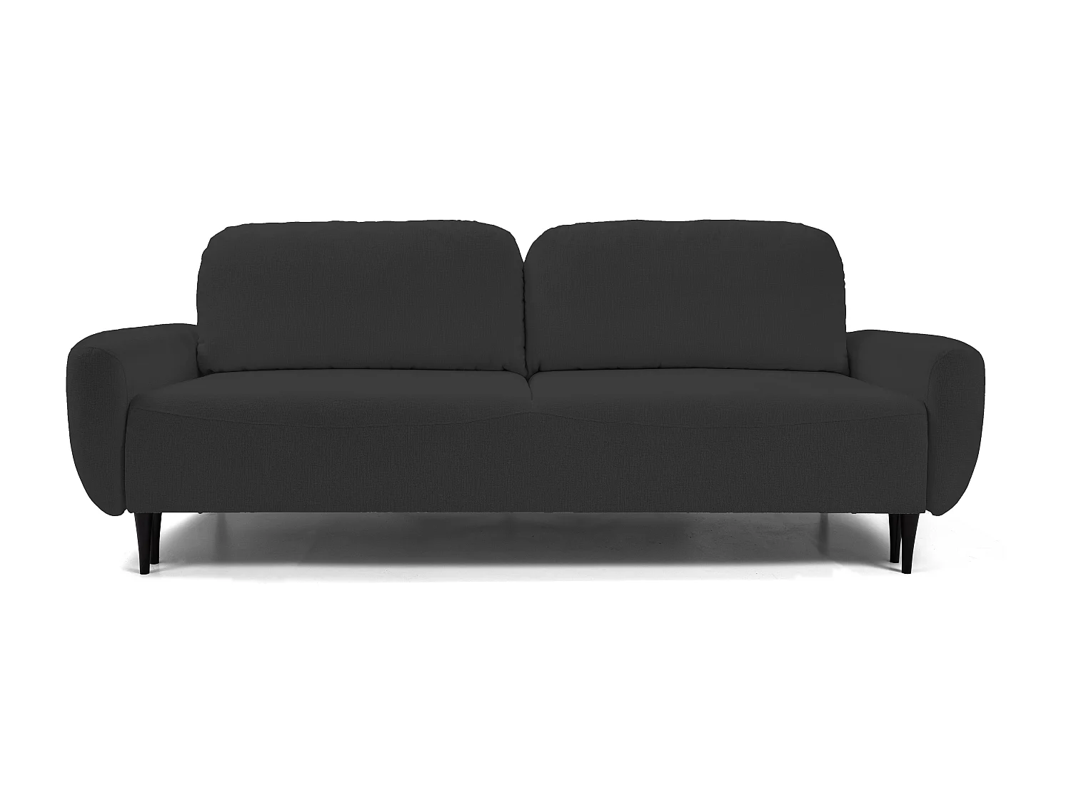 BOHO Sofa - Uitschuifbare bank met slaapoppervlak 140x200 cm, houten poten, opbergruimte, PUR-stof, 244x92x102 cm ZWART