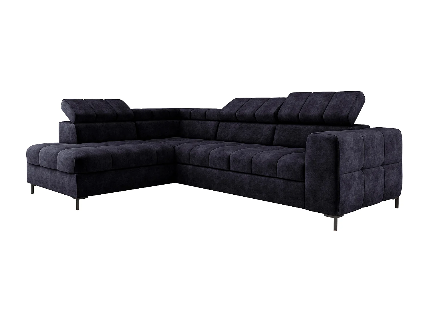 Sofa PABLOS met verstelbare hoofdsteun 279x201cm | Slapen & Opbergen, Donkerblauw Wolk, Links