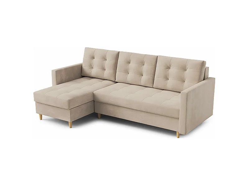 Ecksofa DIVO mit Schlaffunktion, 224x103 cm, elegantes Design, hochwertige Materialien, Farbe Creme, Links