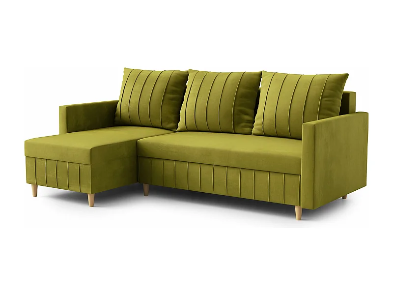 Canapé d'angle FOX au design élégant, 224x103 cm, confortable, fonction sommeil, Couleur jaune, Droite