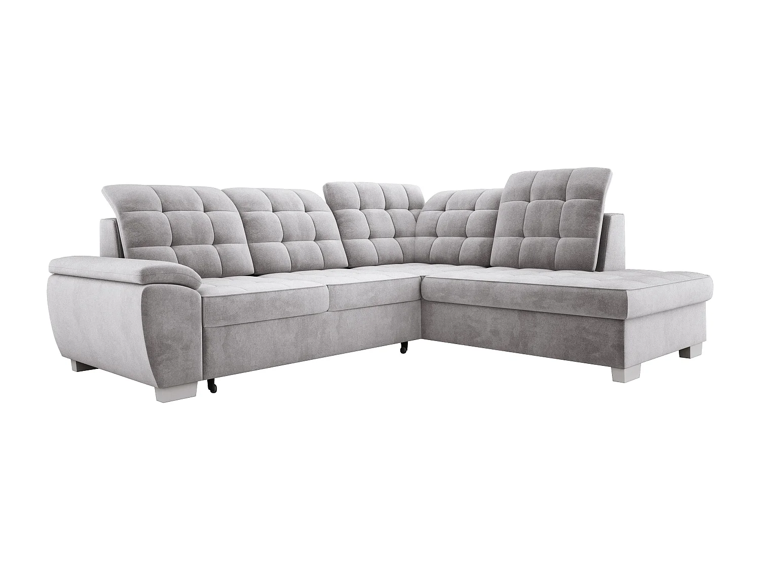 Hoekbank LOTTA, 186x125 cm, relax, onderhoudsvriendelijk fluweel, 258x212 cm, rechte hoek, GROEN