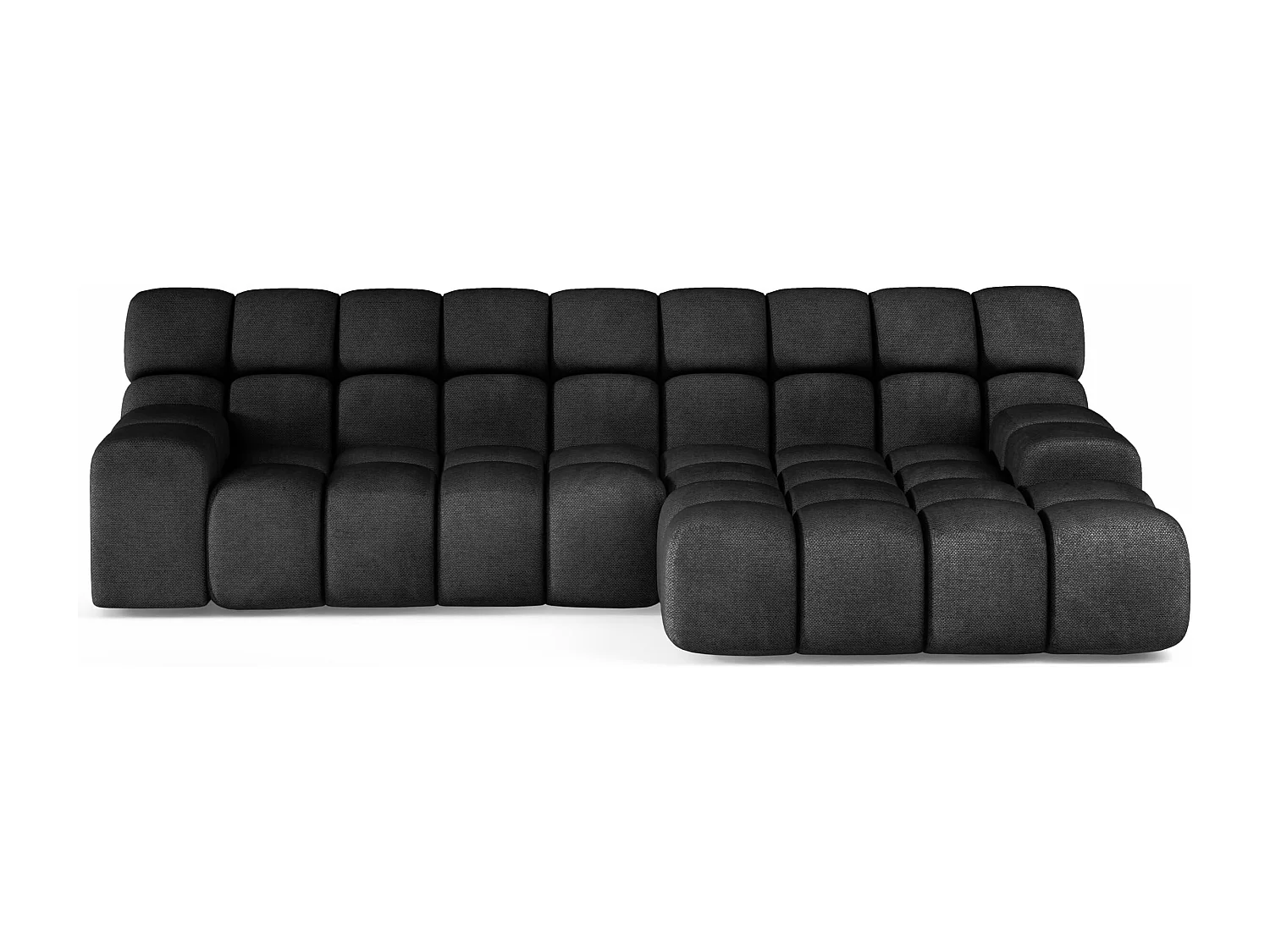 Canapé d'angle CAMPILE au design moderne, 297x180 cm, haute fonctionnalité, Assise confortable, Couleur Noir, Droite