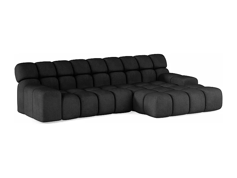 Canapé d'angle CAMPILE au design moderne, 297x180 cm, haute fonctionnalité, Assise confortable, Couleur Noir, Droite