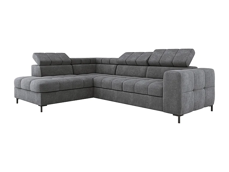 Sofa PABLOS z regulowanym zagłówkiem 279x201cm | Spanie i schowek, Gris Clair Vogue, lewa