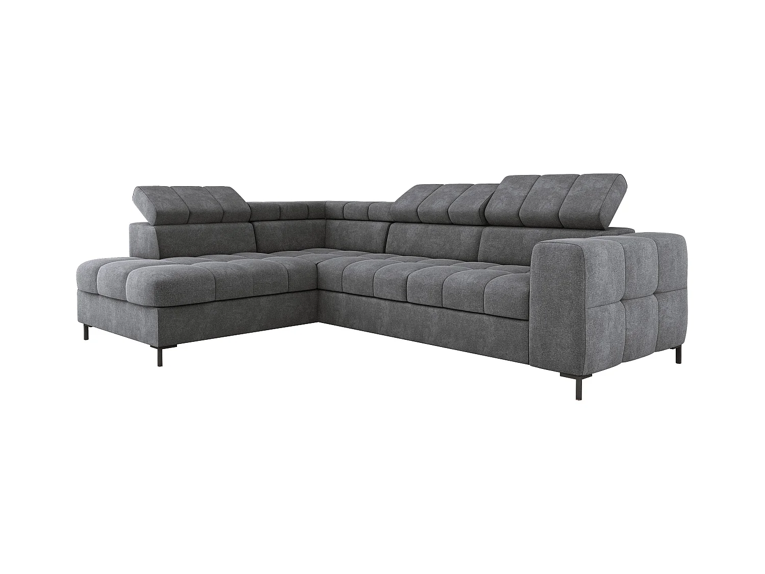 Canapé d'Angle PABLOS avec Têtière Réglable 279x201cm | Couchage & Rangement, Gris Clair Vogue, Gauche