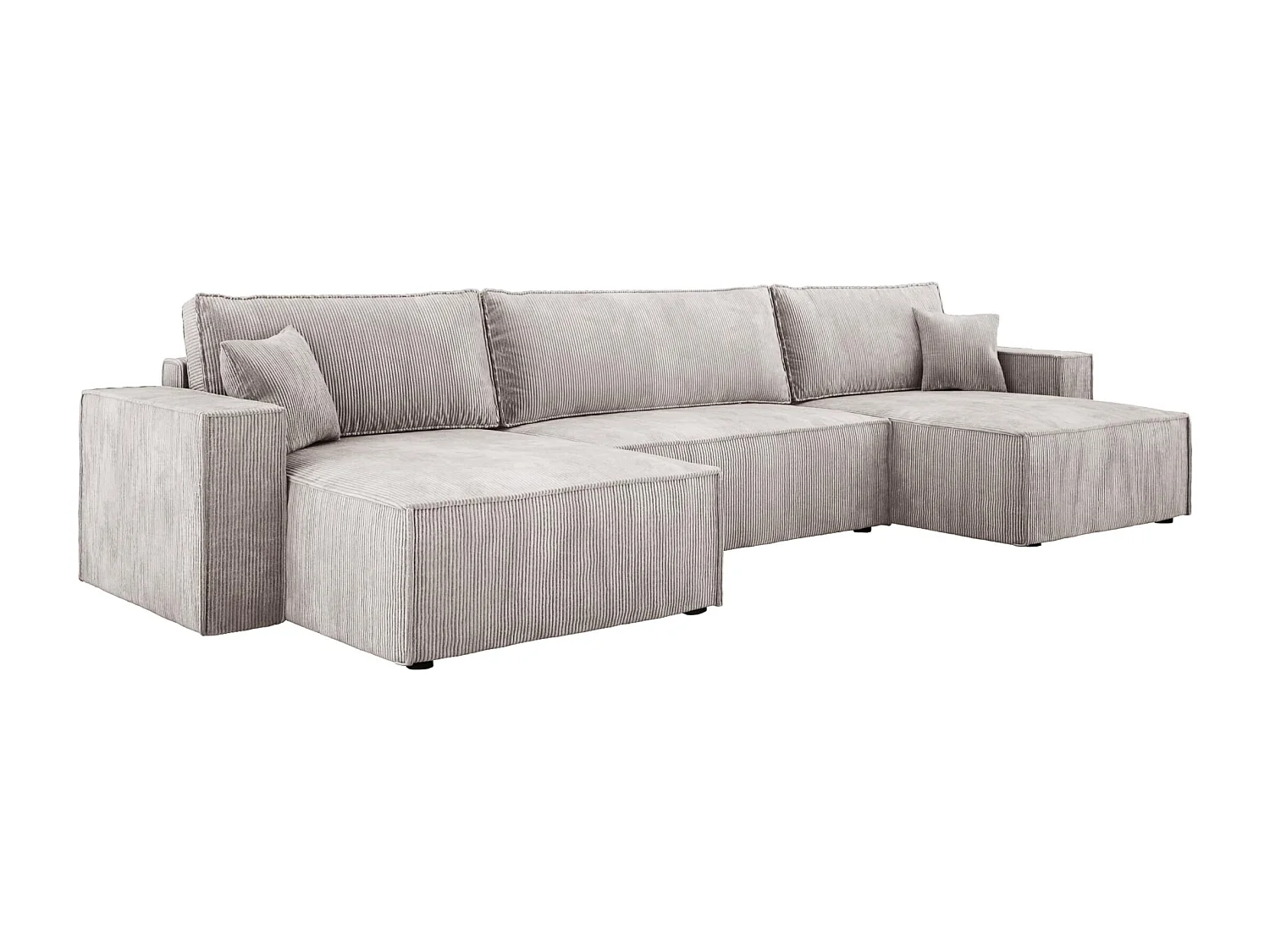 DomoHome XXL U-Ecksofa mit Bett 330x130cm, weiche Kissen, Truhe, hochwertige Polsterung, weiß, 377x143x83cm