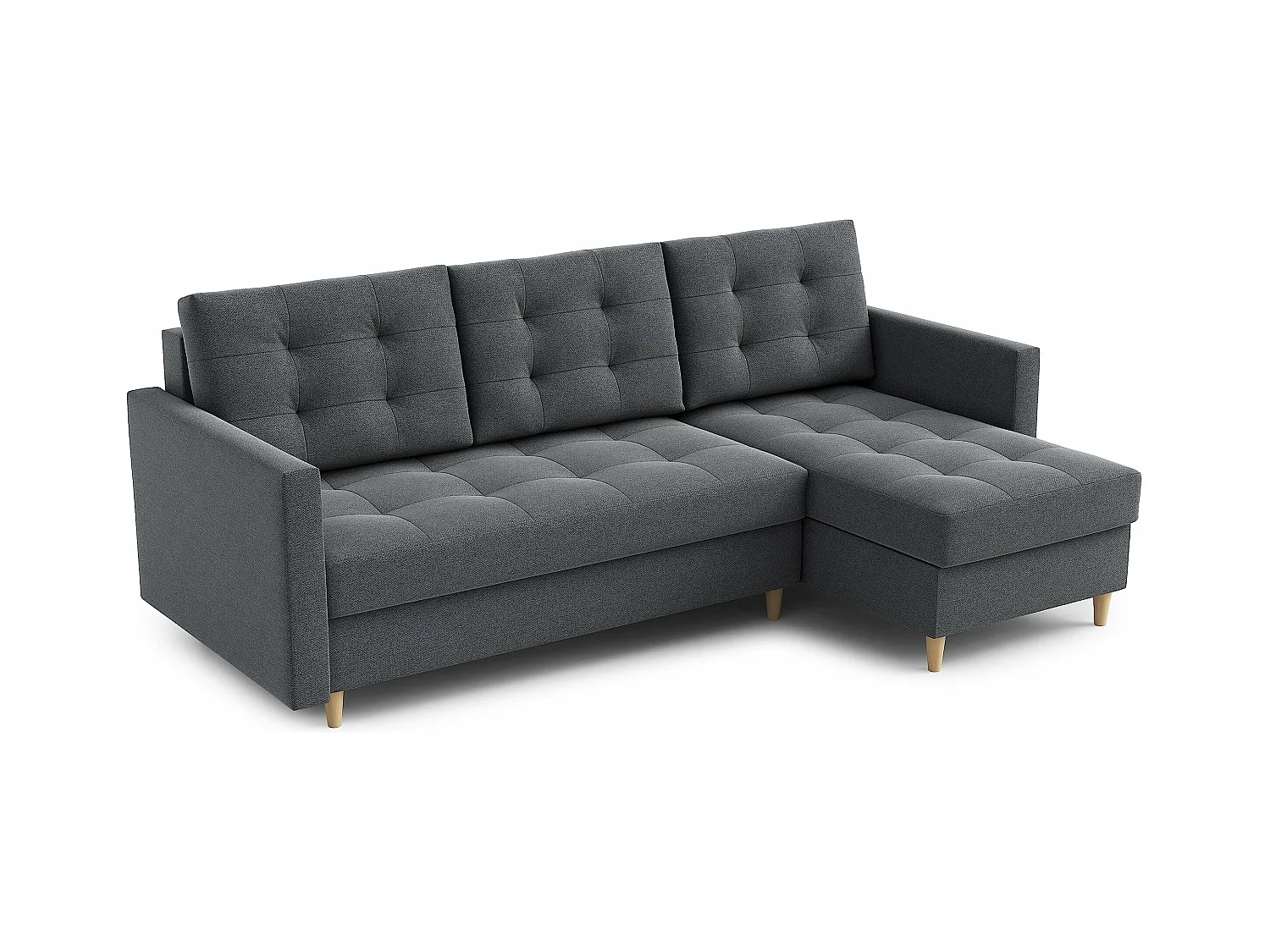 Ecksofa DIVO mit Schlaffunktion, 224x103 cm, elegantes Design, hochwertige Materialien, Farbe Dunkelgrau, Links